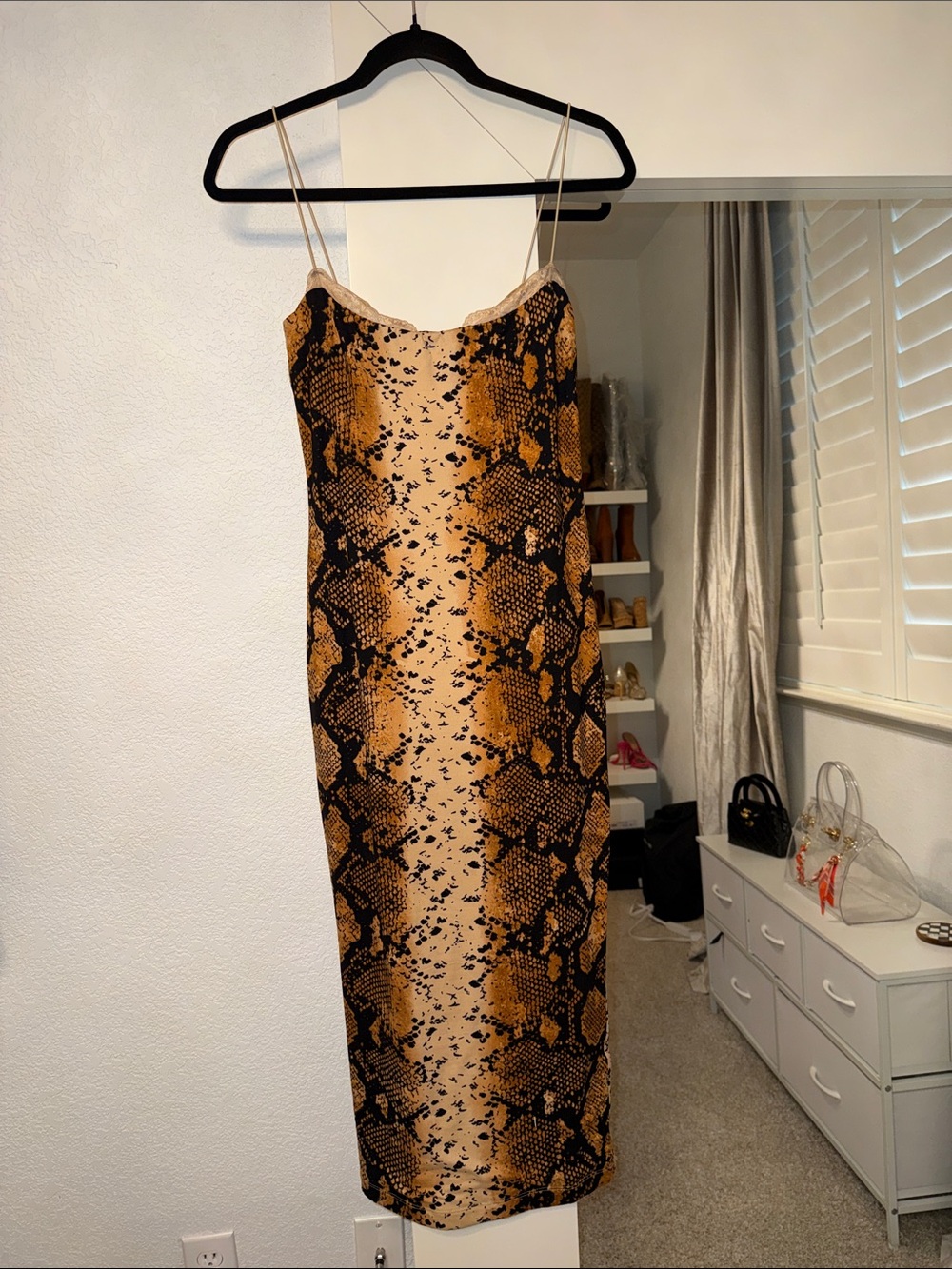 JLUXLABEL Cobra Cassia Snake-Print Dress in Brown and Black